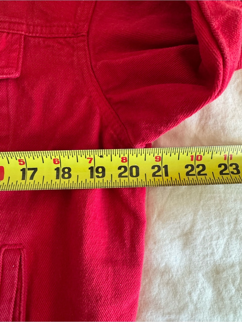Red Women's Jean Jacket Pockets button up front - Picture 10 of 14